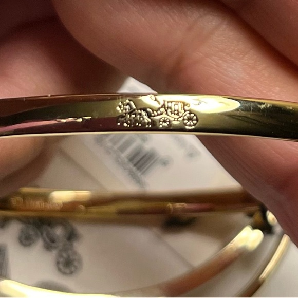 Coach Gold and White Bangle Bracelet Set of 3 - Picture 6 of 12